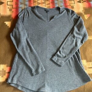 Torrid Gray Long Sleeve Waffle Knit Top